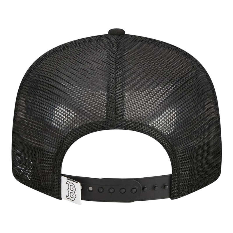 Load image into Gallery viewer, Black mesh cap with a team logo on the back against a white background
