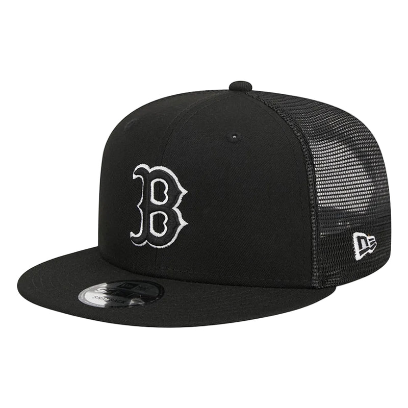 Load image into Gallery viewer, Black Boston baseball cap with white logo on a white background
