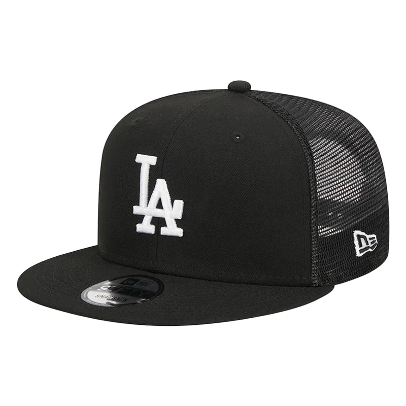 Load image into Gallery viewer, Black Dodgers trucker cap with a logo on a white background
