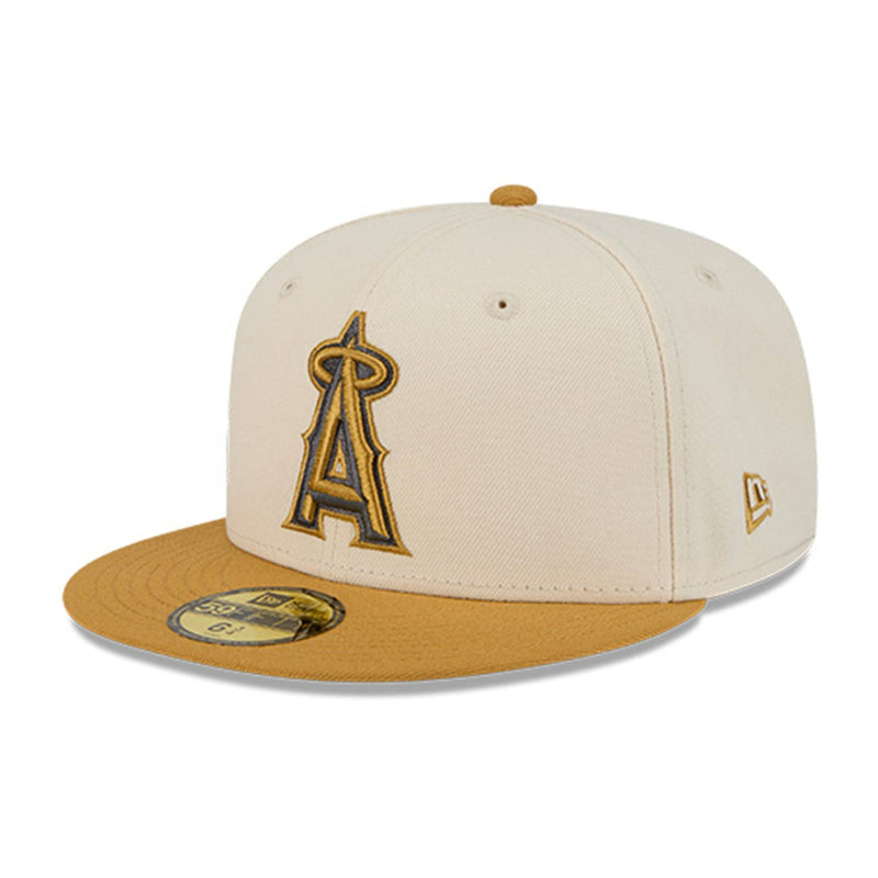 Load image into Gallery viewer, Beige Angels cap with logo on a white background
