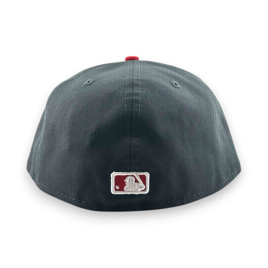 Baseball cap with a logo on the back against a white background
