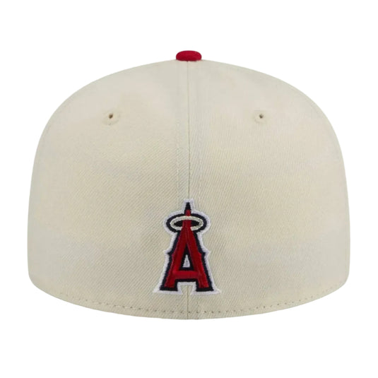 Baseball cap with an embroidered Angels logo on a white background