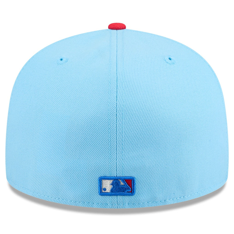 Load image into Gallery viewer, Light blue baseball cap with a logo on the brim against a white background
