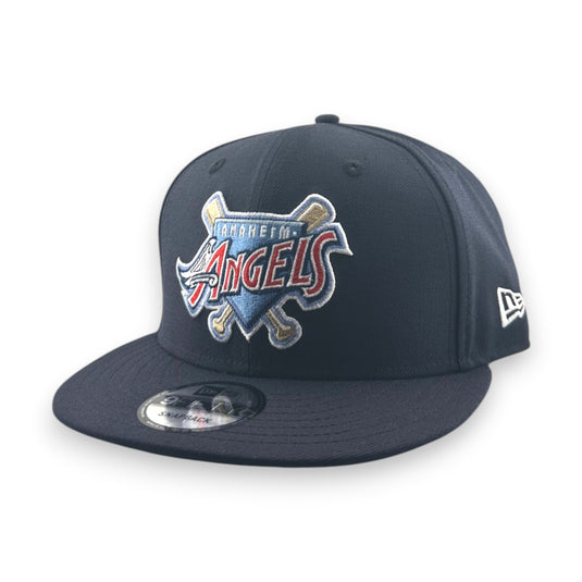 Navy blue baseball cap with 'Anaheim Angels' logo on a white background