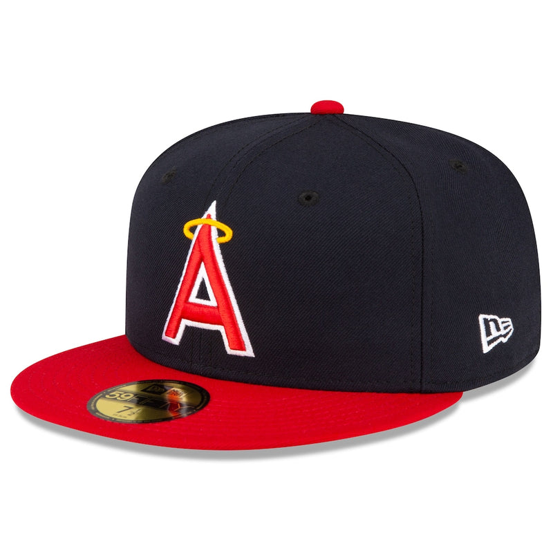 Load image into Gallery viewer, Dark navy and red Angels baseball cap with a logo on a white background
