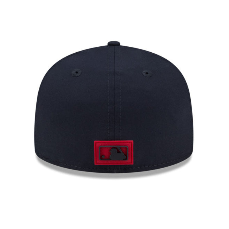 Load image into Gallery viewer, Black baseball cap with a red and white logo on a white background
