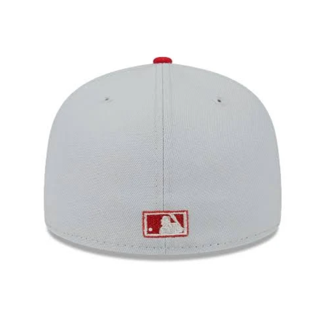 Load image into Gallery viewer, Gray baseball cap with a red logo on a white background
