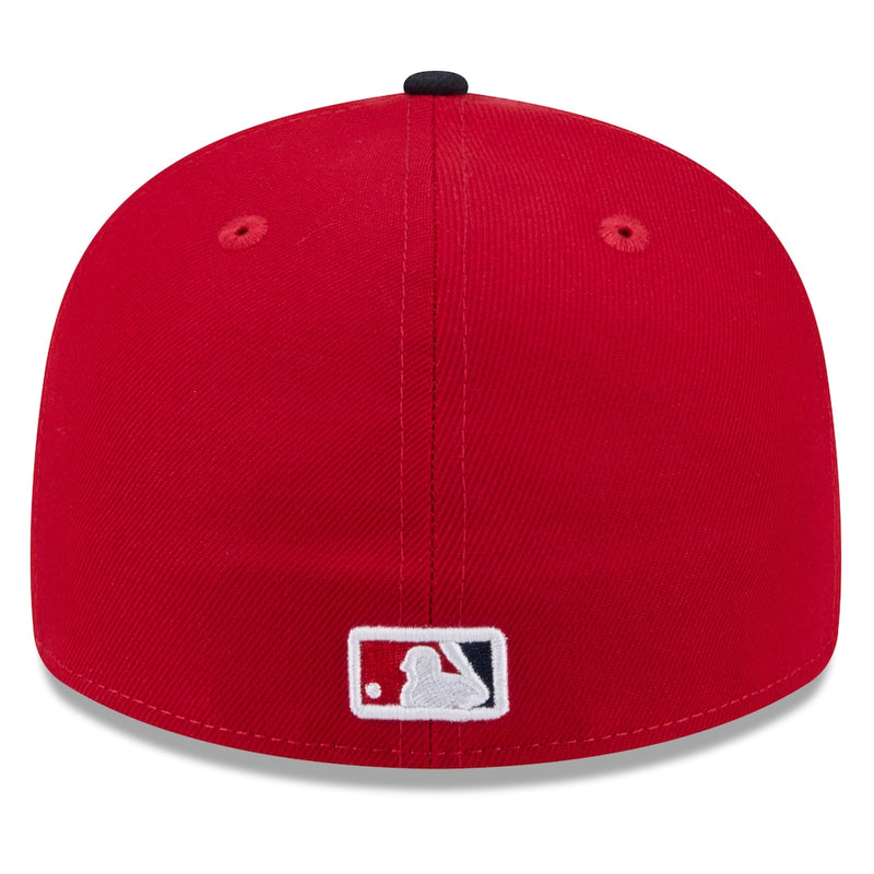 Load image into Gallery viewer, Red baseball cap with a logo on a white background
