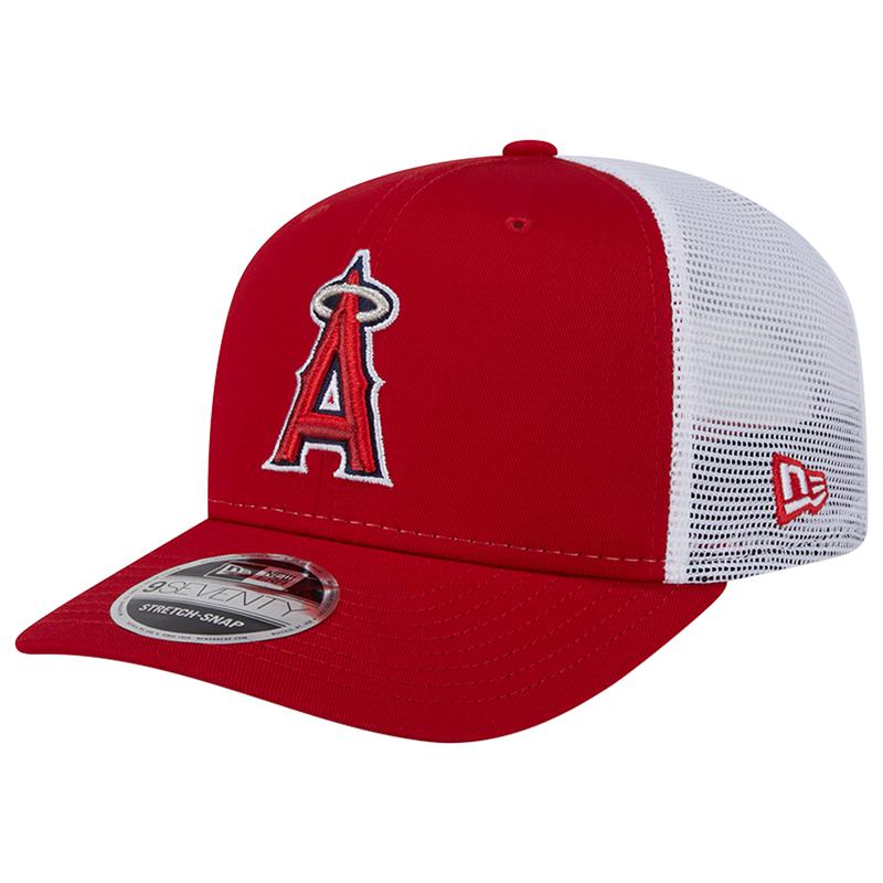 Load image into Gallery viewer, Red and white baseball cap with a logo on a white background
