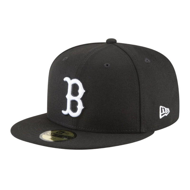 Load image into Gallery viewer, Black Boston cap with a white team logo on a white background
