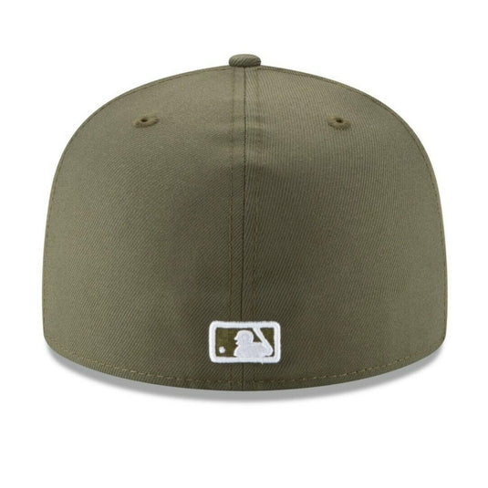 Green baseball cap with MLB logo on a white background