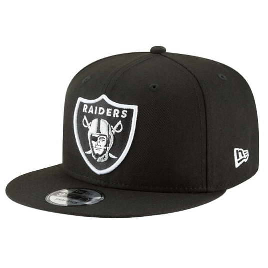 New Era Basic Raiders Snapback Cap wtih a white embroidered logo on the front center crown.