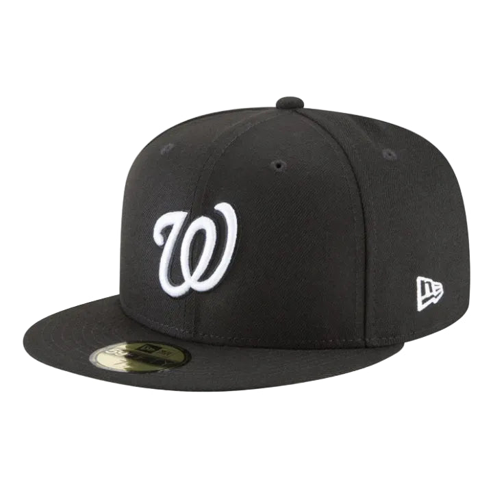 Load image into Gallery viewer, Black baseball cap with white logo on a white background
