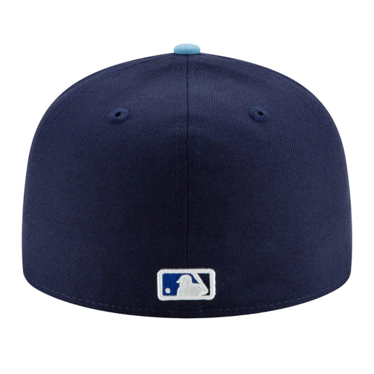 Navy blue baseball cap with MLB logo on a white background