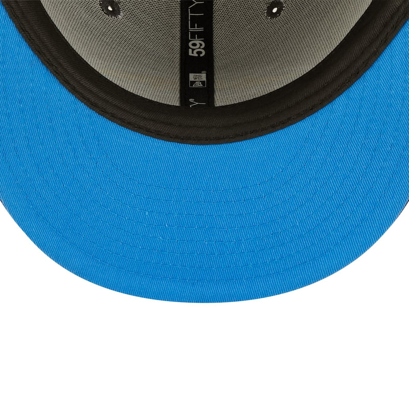 Load image into Gallery viewer, Close-up of a blue cap with a brand logo on the brim against a white background
