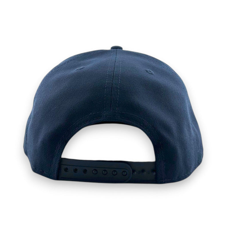 Load image into Gallery viewer, Navy blue cap with a snapback closure on a white background
