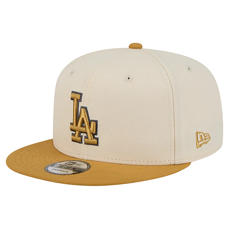 Load image into Gallery viewer, Beige and brown baseball cap with LA logo on a white background
