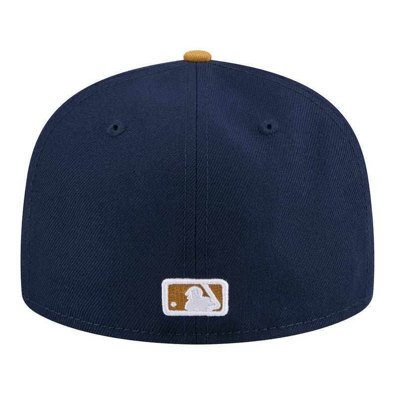 Load image into Gallery viewer, Navy blue baseball cap with a logo on the back against a white background
