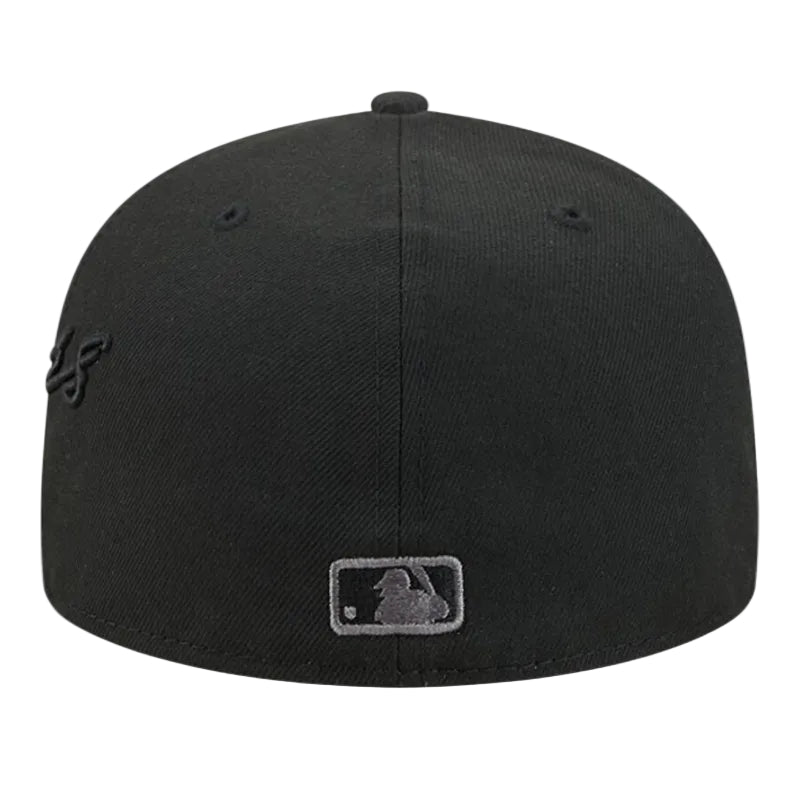 Load image into Gallery viewer, A black baseball cap featuring a tonal black embroidered Dodgers logo on the side and a tonal black MLB patch on the front, shown against a plain white background.
