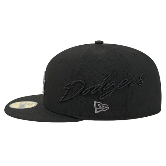 Black baseball cap with a white logo on a white background
