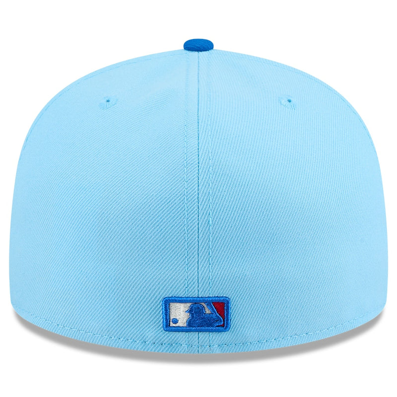 Load image into Gallery viewer, Light blue baseball cap with the MLB logo on the back against a white background
