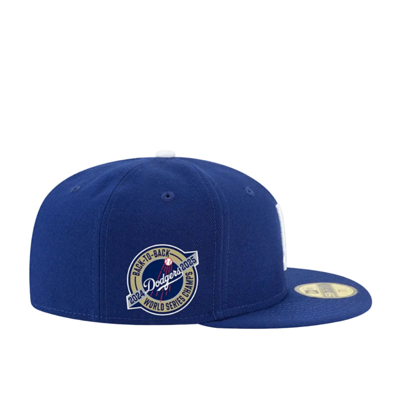 Load image into Gallery viewer, Blue Dodgers cap with a World Series Back-to-Back patch on a white background
