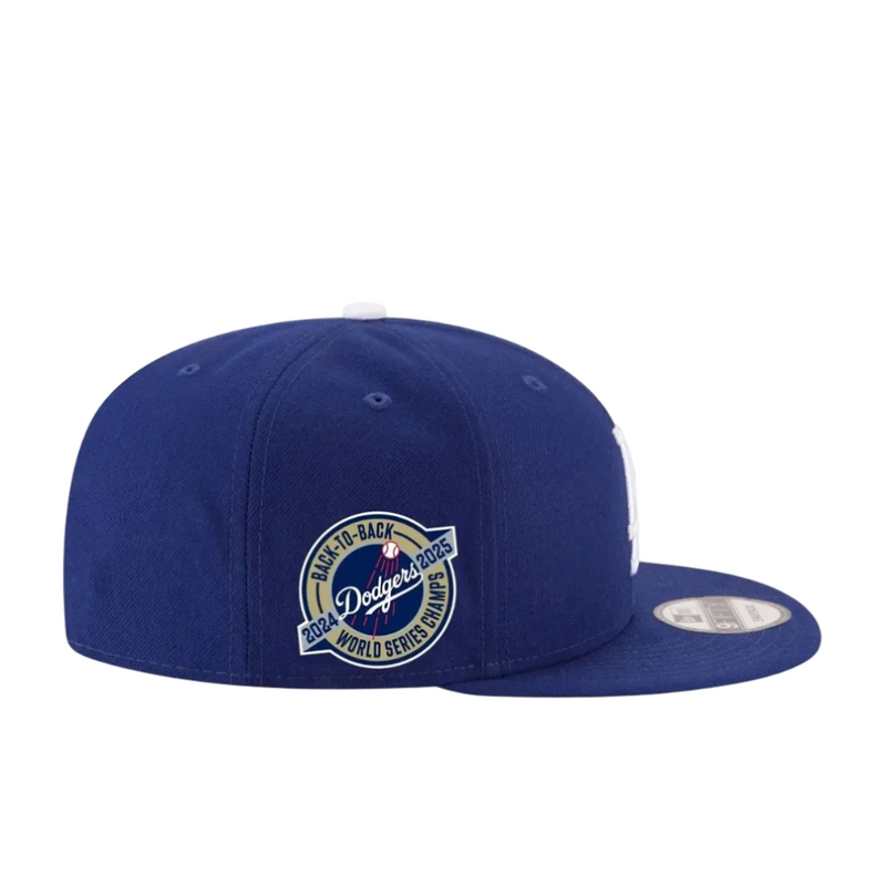 Load image into Gallery viewer, Blue baseball cap with a World Series Back-to-Back patch on a white background
