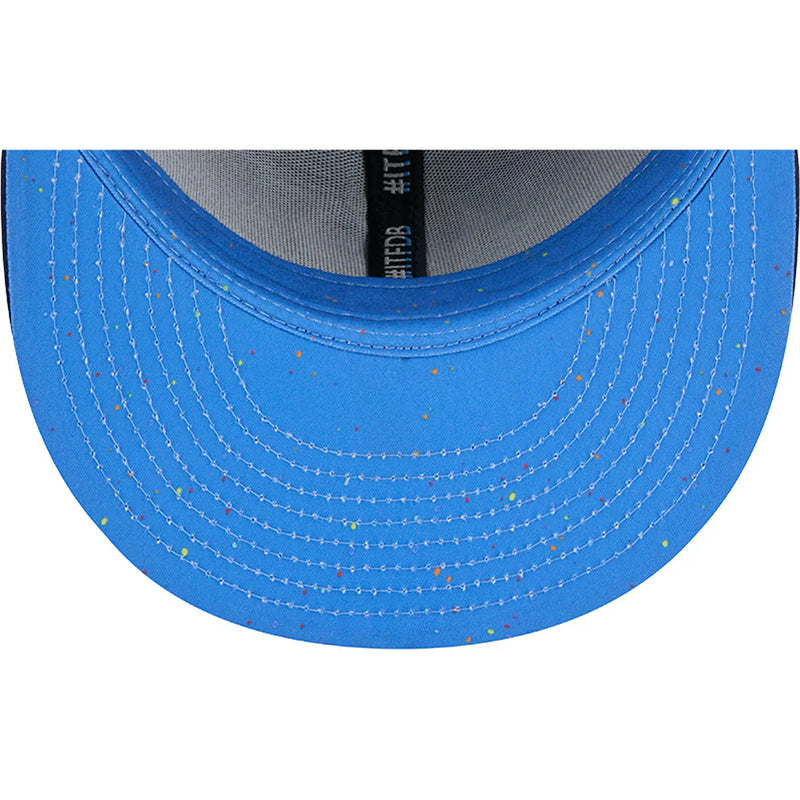Load image into Gallery viewer, Close-up of a blue undervisor with a speckled pattern on a white background
