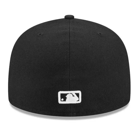 Black baseball cap with MLB logo on a white background