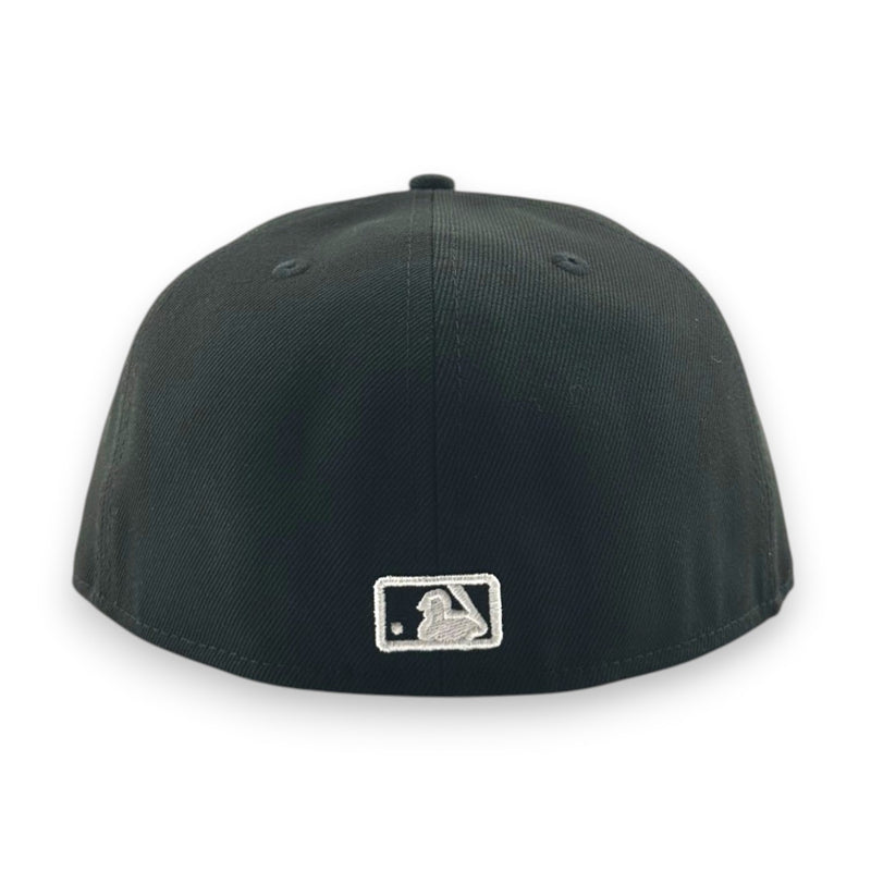 Load image into Gallery viewer, Black baseball cap with a logo on the back against a white background
