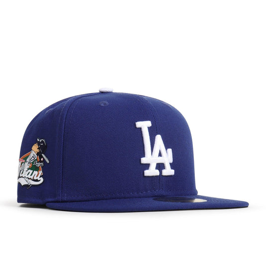 Blue baseball cap with 'LA' logo on a white background
