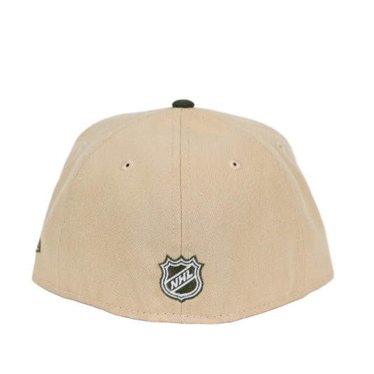 Beige cap with NHL logo on a white background