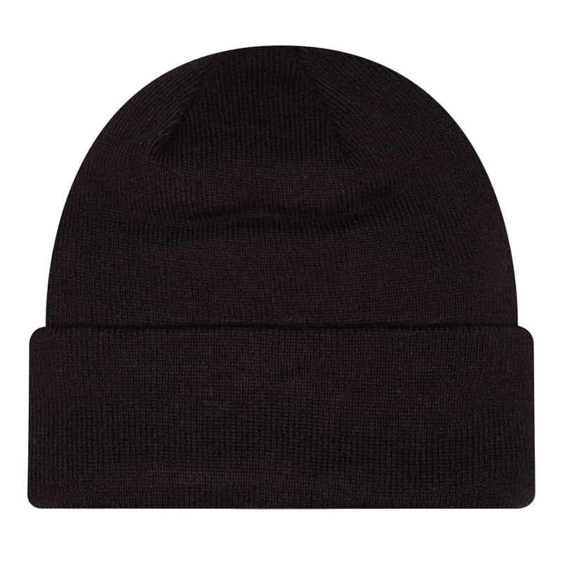 Load image into Gallery viewer, Back shot of a black cuffed New Era beanie
