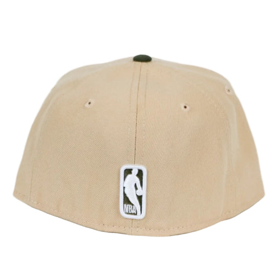 Beige cap with NBA logo on a white background