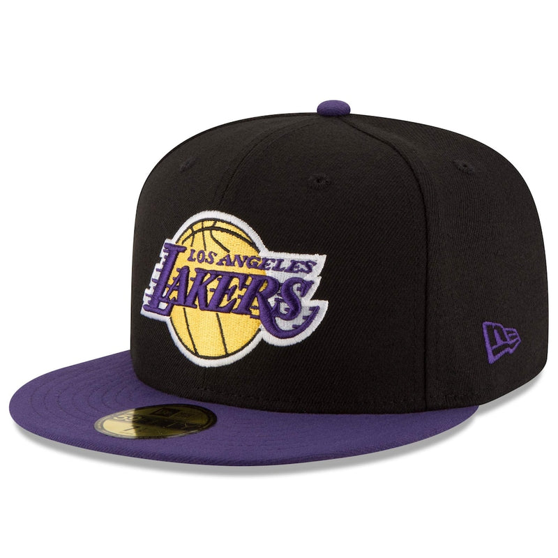 Load image into Gallery viewer, Black and purple Los Angeles Lakers cap on a white background
