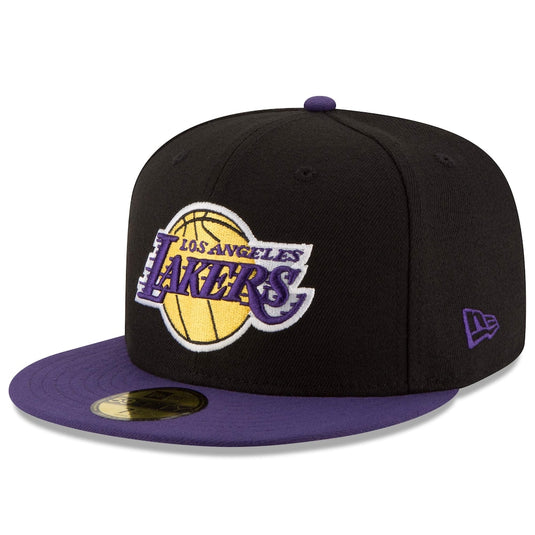 Black and purple Los Angeles Lakers cap on a white background