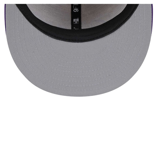 Undervisor shot of a Purple and Beige Lakers snapback