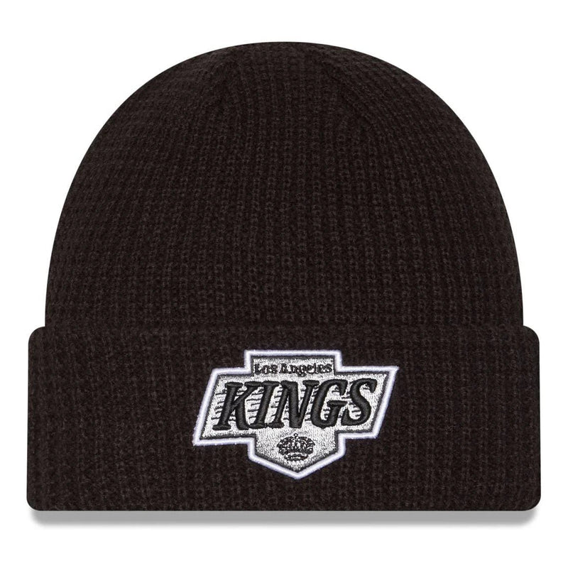Load image into Gallery viewer, Black New Era Kings waffle knit beanie with team logo embroidered on cuff

