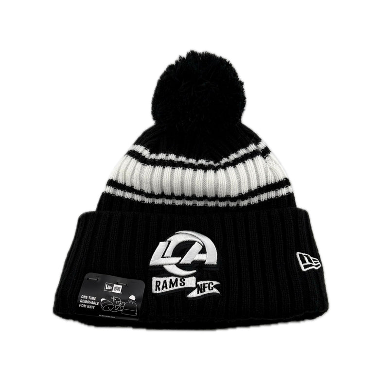 Load image into Gallery viewer, New Era NFL 2022 Sideline CW Los Angeles LA Rams Lined Knit Beanie with removable pom-pom

