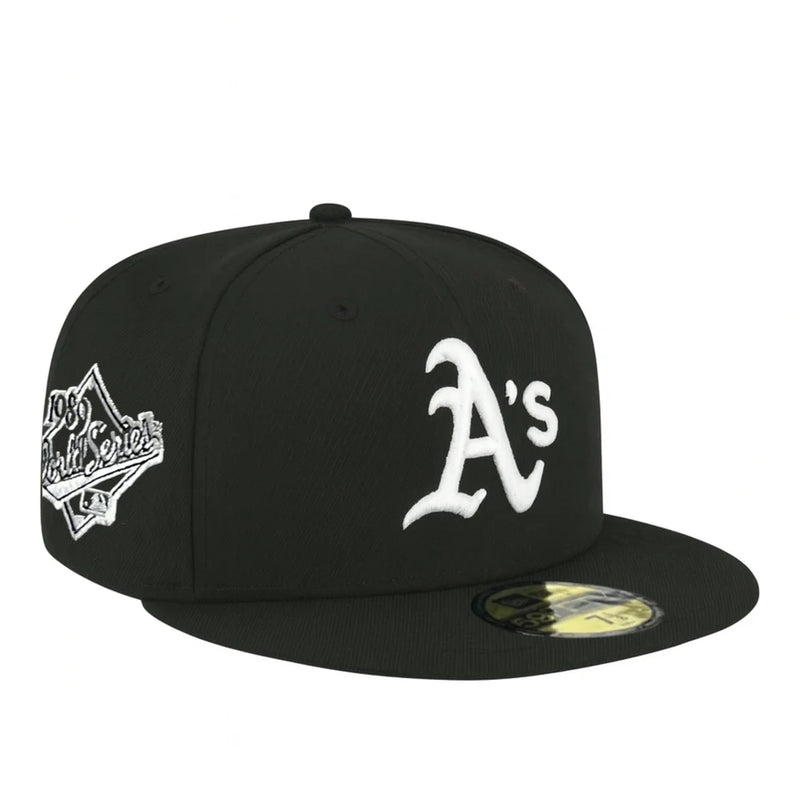 Load image into Gallery viewer, Black A's cap with white patch on a white background

