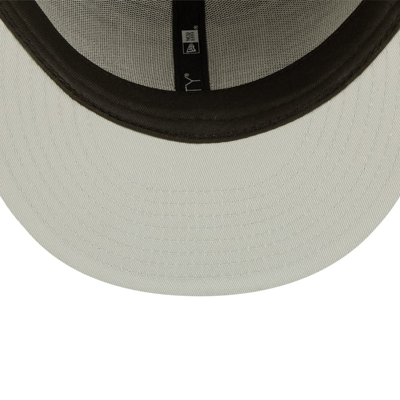 Load image into Gallery viewer, Close-up of a beige cap with a black rim on a white background
