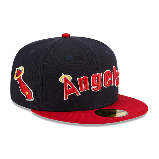 Baseball cap with 'Angels' logo and a California patch on a white background