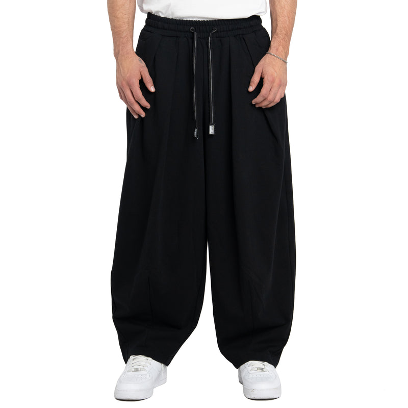 Load image into Gallery viewer, Pro Club heavy wide volume fit jersey comfort black pants with pleats and tapered ankles. 
