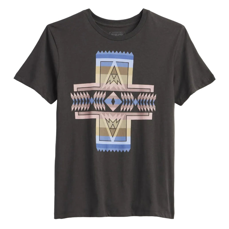 Load image into Gallery viewer, Vintage faded black t-shirt with screen-printed graphic from Pendleton's Heritage Collection
