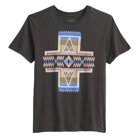 Vintage faded black t-shirt with screen-printed graphic from Pendleton's Heritage Collection