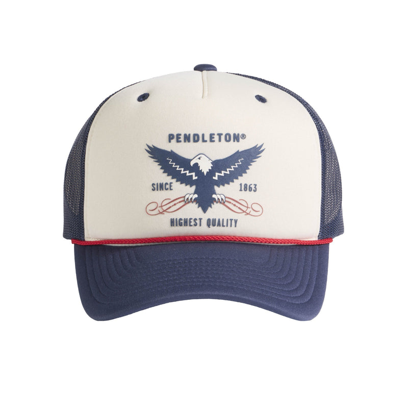 Load image into Gallery viewer, Trucker hat with Pendleton logo on a white background
