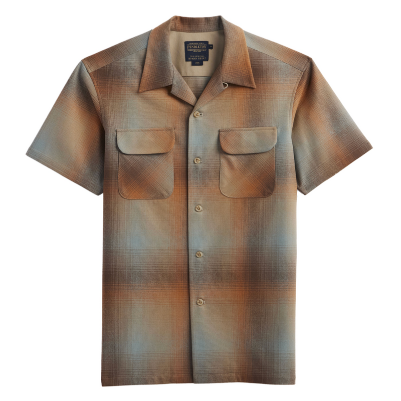 Load image into Gallery viewer, Brown short-sleeve shirt with two pockets on a white background
