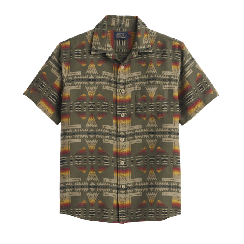 Load image into Gallery viewer, Short-sleeve shirt with geometric pattern on a white background
