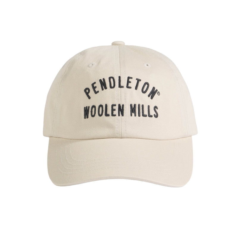 Load image into Gallery viewer, Beige cap with 'Pendleton Woolen Mills' text on a white background

