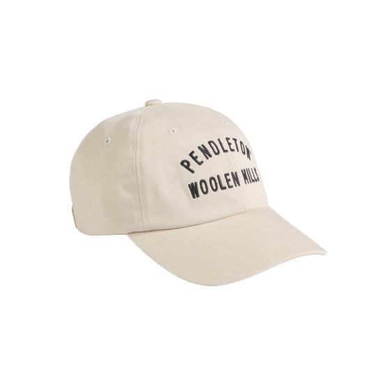 Beige cap with 'Pendleton Woolen Mills' logo on a white background